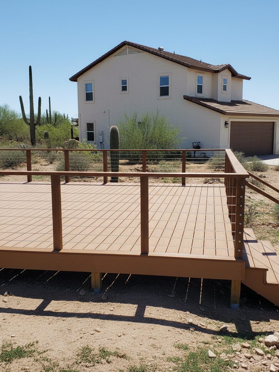 Custom Deck Design completed by Aim High Deck Co in Chandler, AZ